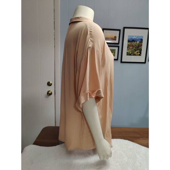 Always and Forever Oversized Button Down Blouse with Tie at Waistline NWT - Picture 3 of 5